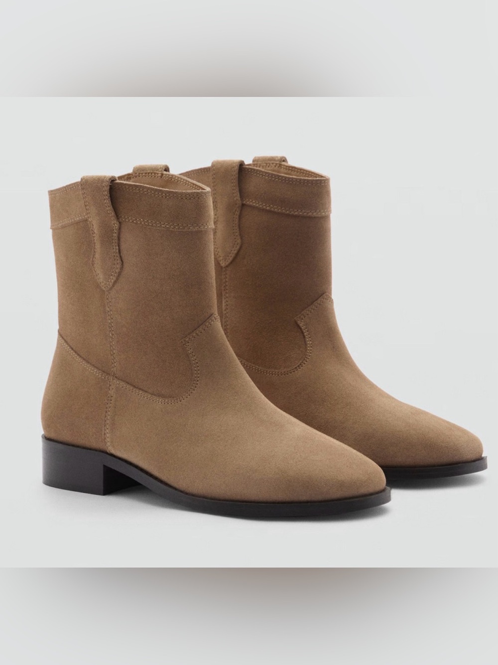 NEW MANGO MNG TEEN MEDIUM BROWN FLAT SUEDE LEATHER ANKLE BOOTS BOOTIE SZ 40 US 7